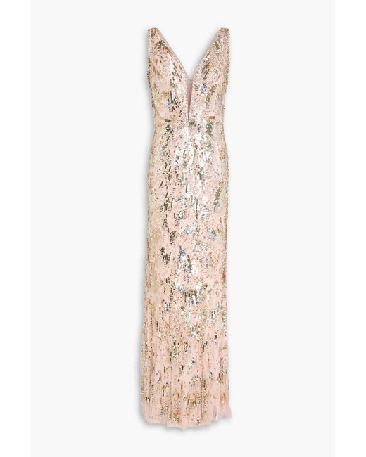 Jenny Packham Natural Kaia Embellished Tulle Gown