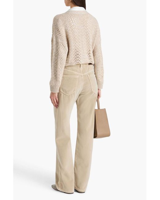 Brunello Cucinelli Natural Cotton-Velvet Straight-Leg Pants
