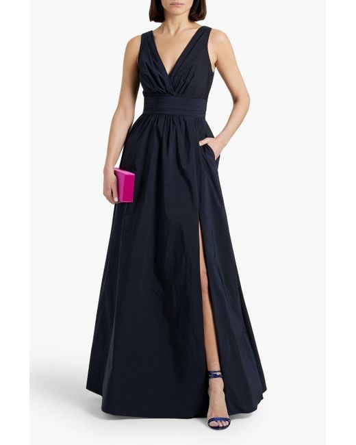 Marchesa Blue Draped Taffeta Gown