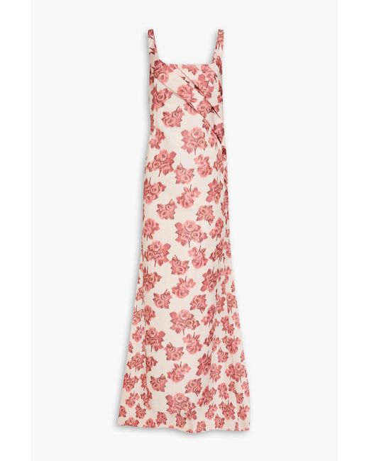 Emilia Wickstead Pink Pleated Floral-print Taffeta Gown