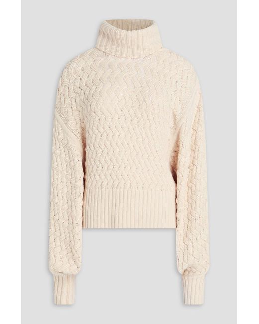 Zimmermann Natural Cable-Knit Wool And Cotton-Blend Turtleneck Sweater