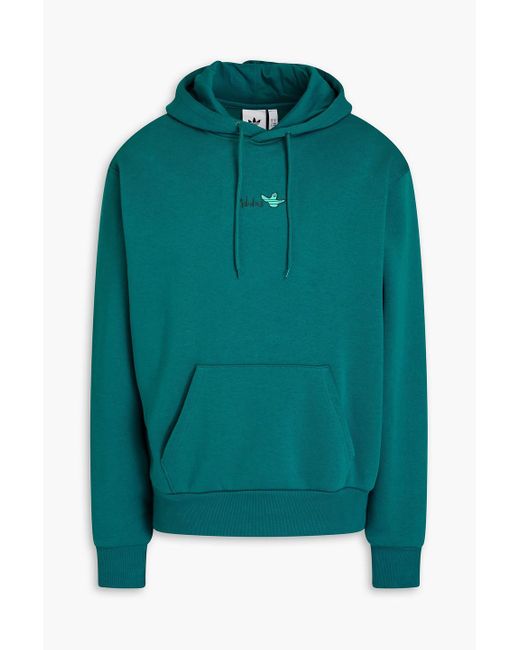 Adidas Originals Green Printed Cotton-blend Fleece Hoodie for men