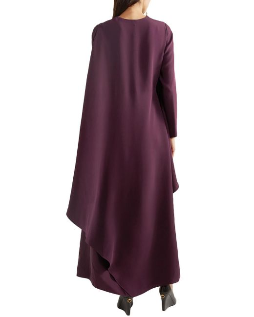 Valentino Garavani Purple Cape-effect Asymmetric Silk-cady Gown