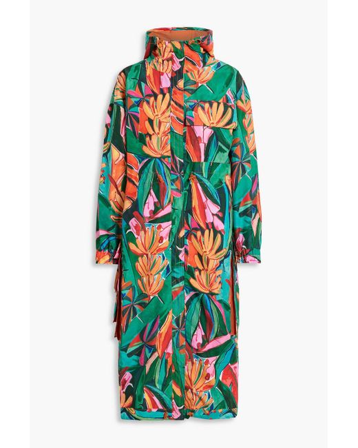 Farm Rio Green Printed Shell Raincoat