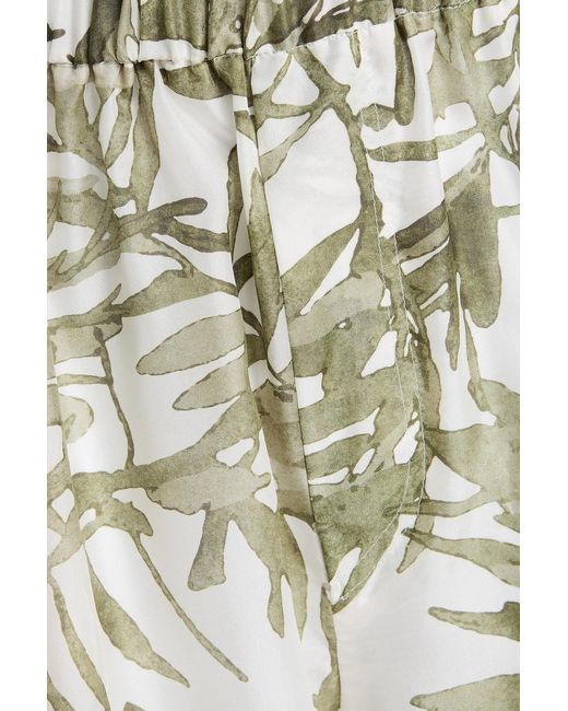 Brunello Cucinelli White Printed Silk-chiffon Shorts
