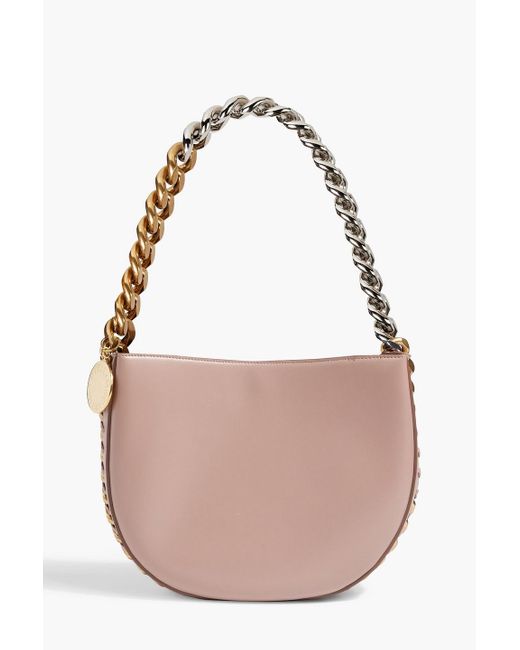 Stella McCartney Pink Frayme Chain-embellished Faux Leather Shoulder Bag