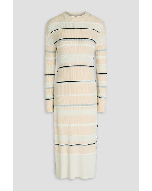 Proenza Schouler Natural Rachel gestreiftes midikleid aus rippstrick