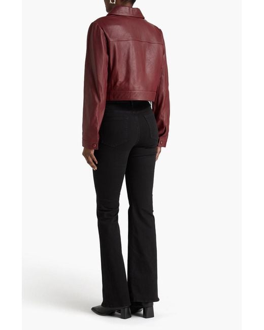 FRAME Red Cropped Leather Jacket