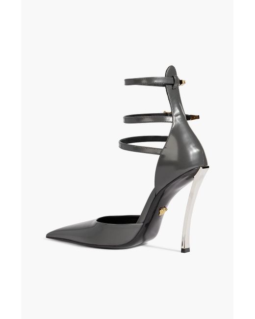 Versace White Pin-point Glossed-leather Pumps