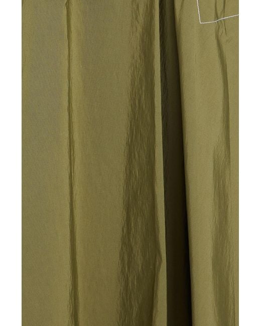 Jonathan Simkhai Green Gathered Cotton-Blend Faille Midi Skirt