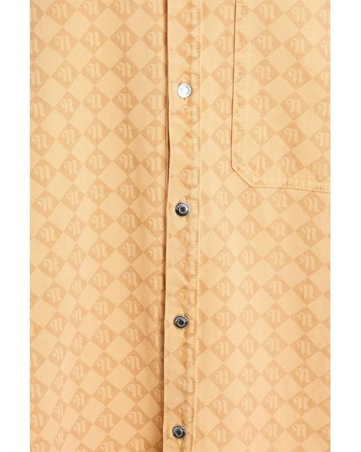 Nanushka Natural Tristo Printed Denim Shirt Jacket