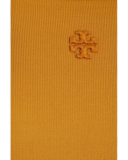 Tory Burch Yellow Embroidered Knitted Sweater