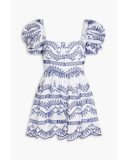 Charo Ruiz Blue Ayiak Scalloped Broderie Anglaise Mini Dress