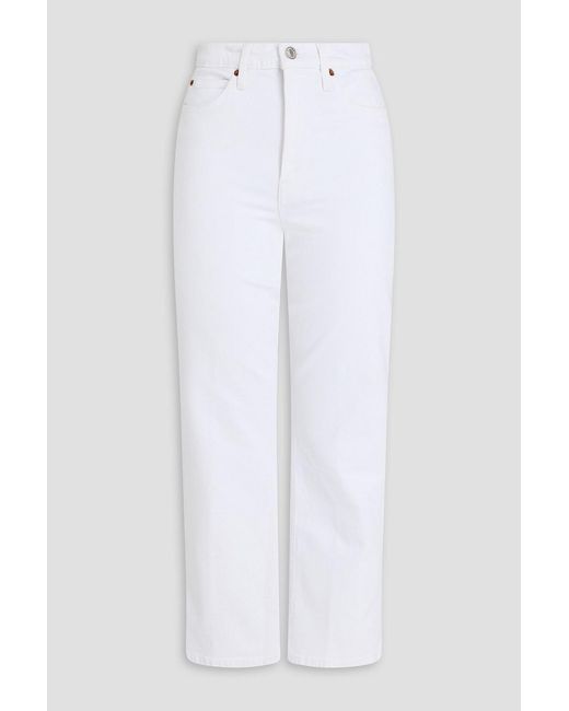 Re/done White 70S Cropped High-Rise Bootcut Jeans