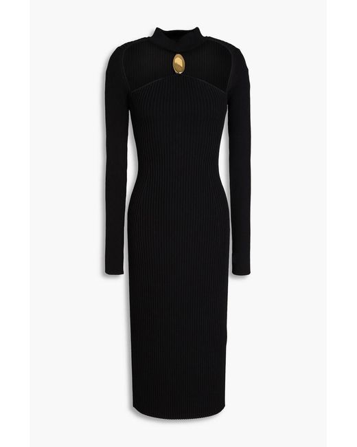 Jonathan Simkhai Black Kleid "nikolai" aus rippstrick mit cut-outs und verzierung