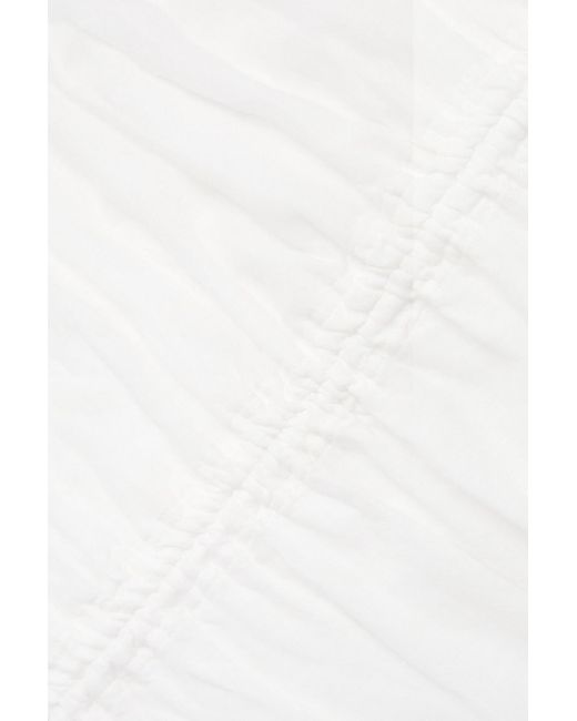 Isabel Marant White Lecia One-shoulder Ruched Cotton-voile Mini Dress