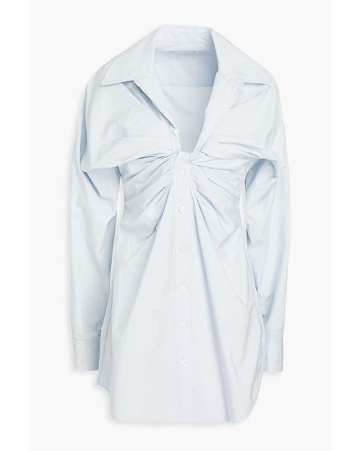 T By Alexander Wang Blue Hemdkleid in minilänge aus baumwollpopeline mit twist-detail