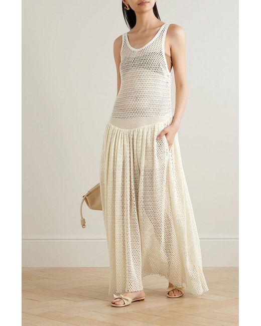 DIOTIMA Natural Pocomania Open-knit Cotton Maxi Dress