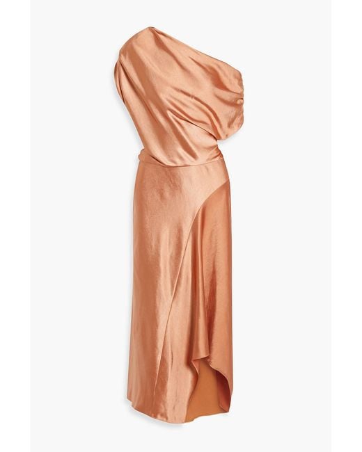A.L.C. Orange Jasmine Draped Satin Midi Dress