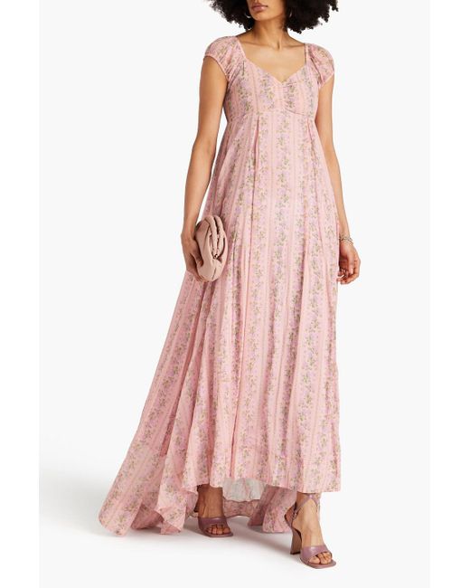 LoveShackFancy Pink Gilvery Floral Maxi Dress