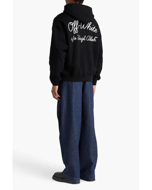 Off-White c/o Virgil Abloh Black Logo-Print French Cotton-Terry Hoodie for men