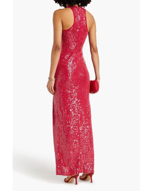 Missoni Red Sequined Crochet-knit Maxi Dress