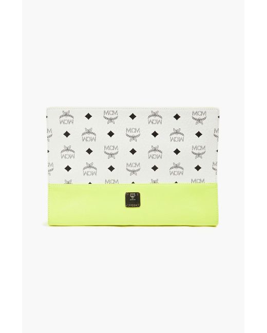 MCM Metallic Printed Neon Faux Textured-leather Pouch