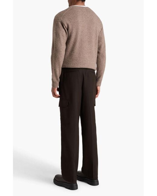 FRAME Black Tapered Wool-Twill Cargo Pants for men
