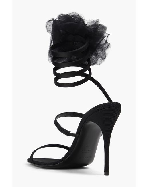 Magda Butrym Black Floral-appliquéd Grosgrain Sandals