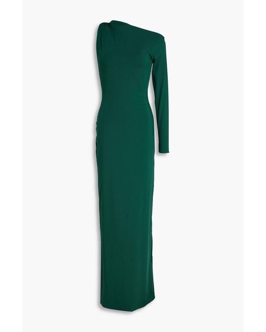Maygel Coronel Green Negrete One-Sleeve Cutout Stretch-Jersey Maxi Dress