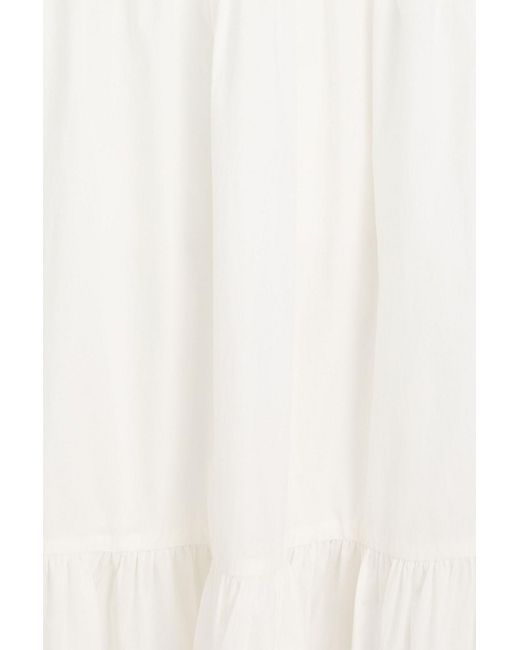 Brunello Cucinelli White One-Shoulder Bead-Embellished Cotton-Poplin Maxi Dress
