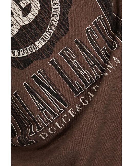 Dolce & Gabbana Brown Distressed Bleached Logo-print French Cotton-terry Sweatshirt for men