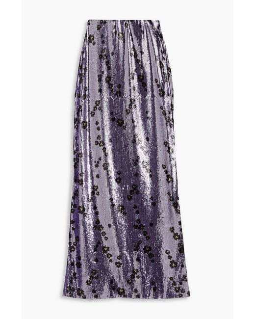 Philosophy Di Lorenzo Serafini Purple Leopard-print Sequined Tulle Midi Skirt