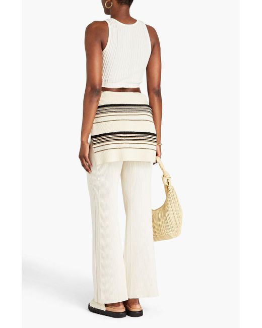 Theory White Cropped Ribbed Cotton-blend Top
