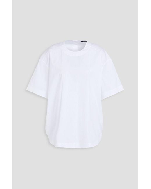Theory White Cotton-Blend Poplin Top