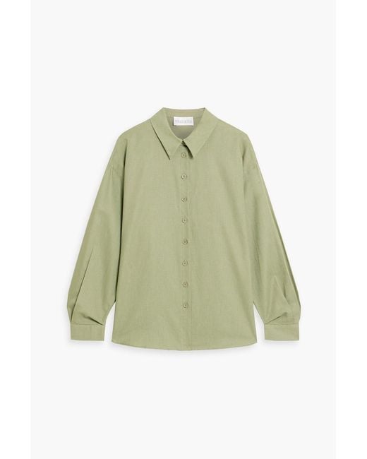 Mikael Aghal Green Cotton And Linen-Blend Shirt