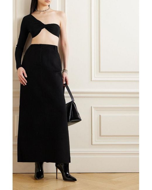 Courreges Black Cropped One-Sleeve Twist-Front Jersey Top