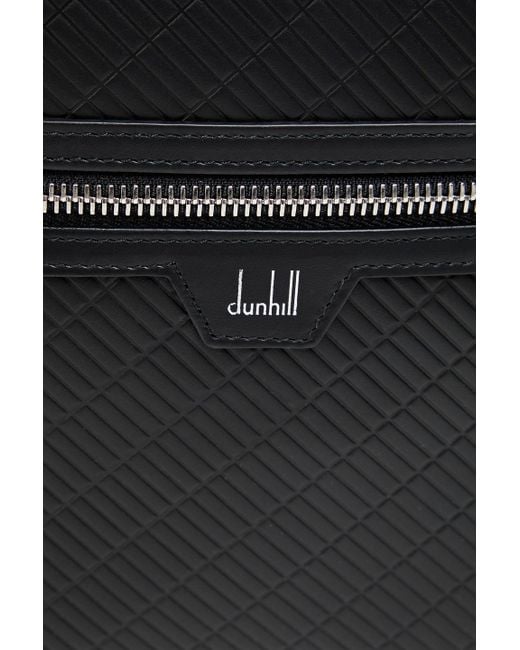 Dunhill Black Contour Embossed Leather Messenger Bag for men