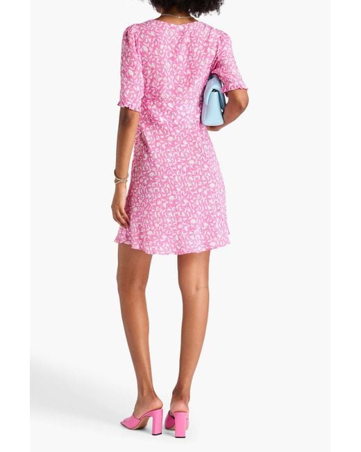 RIXO London Printed Silk Crepe De Chine Mini Dress in Pink | Lyst UK