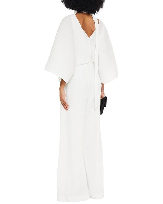 Roland Mouret White Barnim Plissé Crepe De Chine Wide-leg Jumpsuit