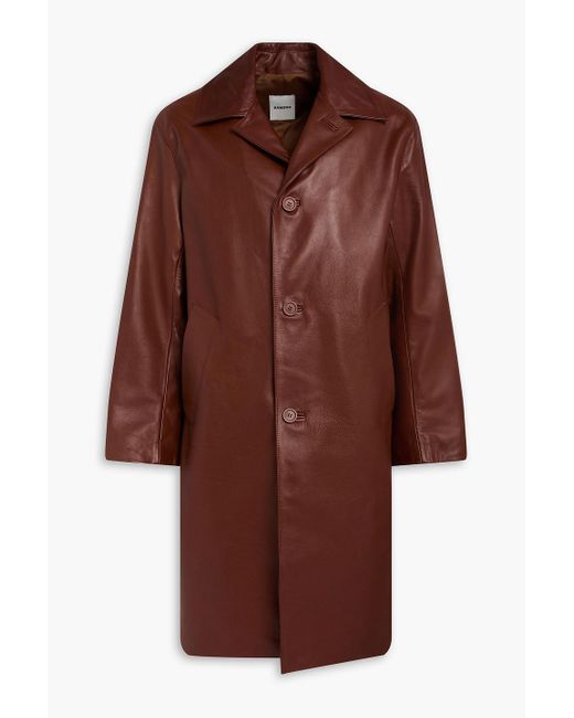 Sandro Brown Leather Coat for men