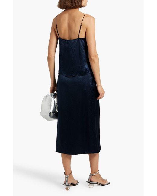 Vince Blue Bead-Embellished Satin Camisole