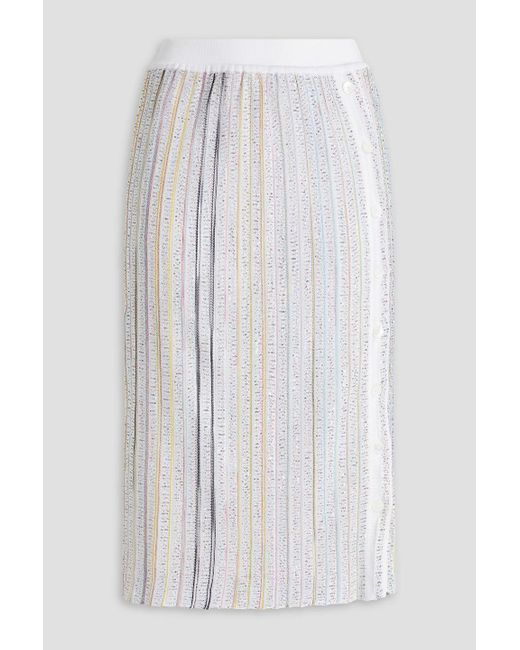 Missoni White Sequin-embellished Crochet-knit Skirt