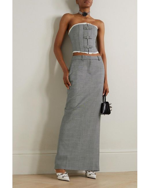 Alessandra Rich Gray Wool-blend Maxi Skirt