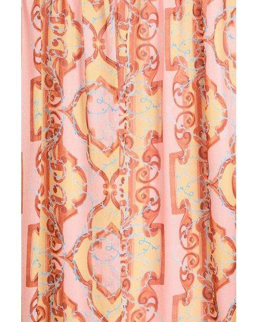 Saloni Red Isabel Floral-Print Silk-Georgette Midi Dress