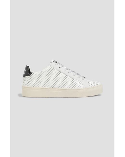 DKNY White Chandra Laser-cut Leather Sneakers