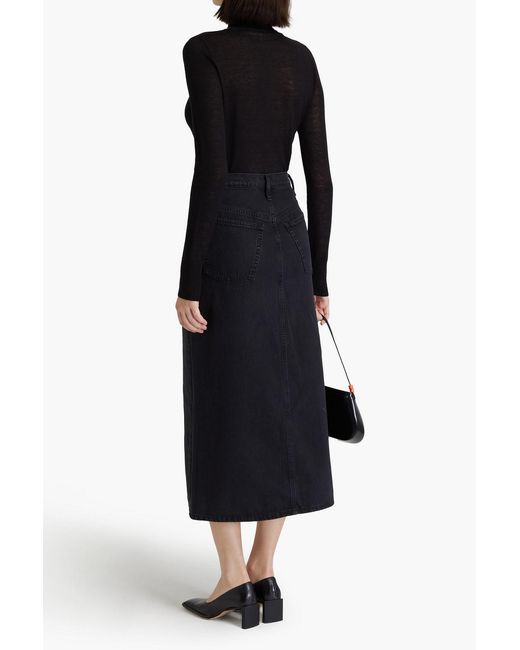 FRAME Black The Midaxi Denim Midi Skirt