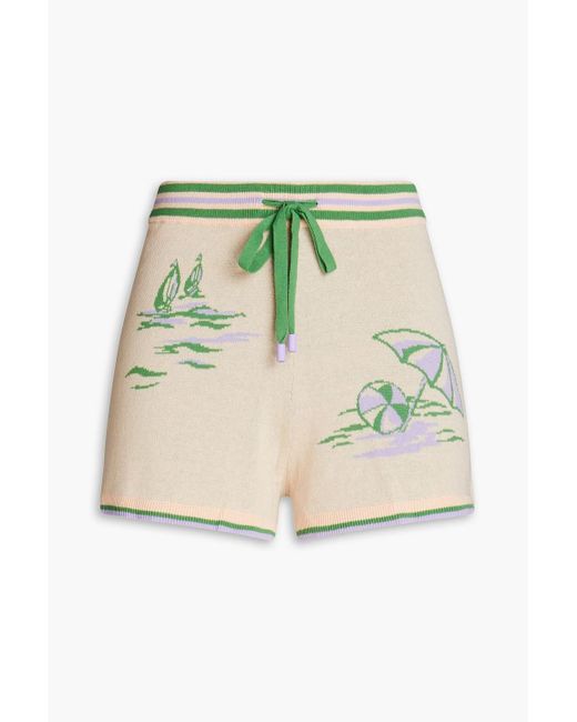 Zimmermann Green Jacquard-knit Cotton Shorts