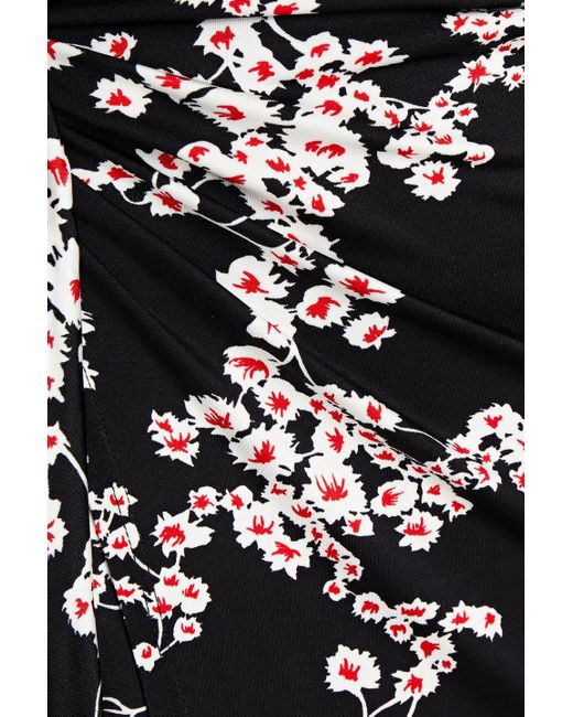 Rabanne White Floral-Print Satin Jersey Midi Wrap Skirt