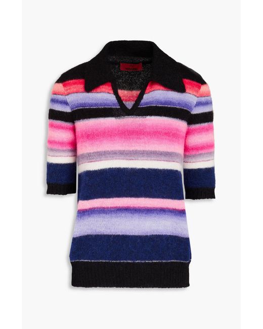 Missoni Red Striped Knitted Polo Sweater